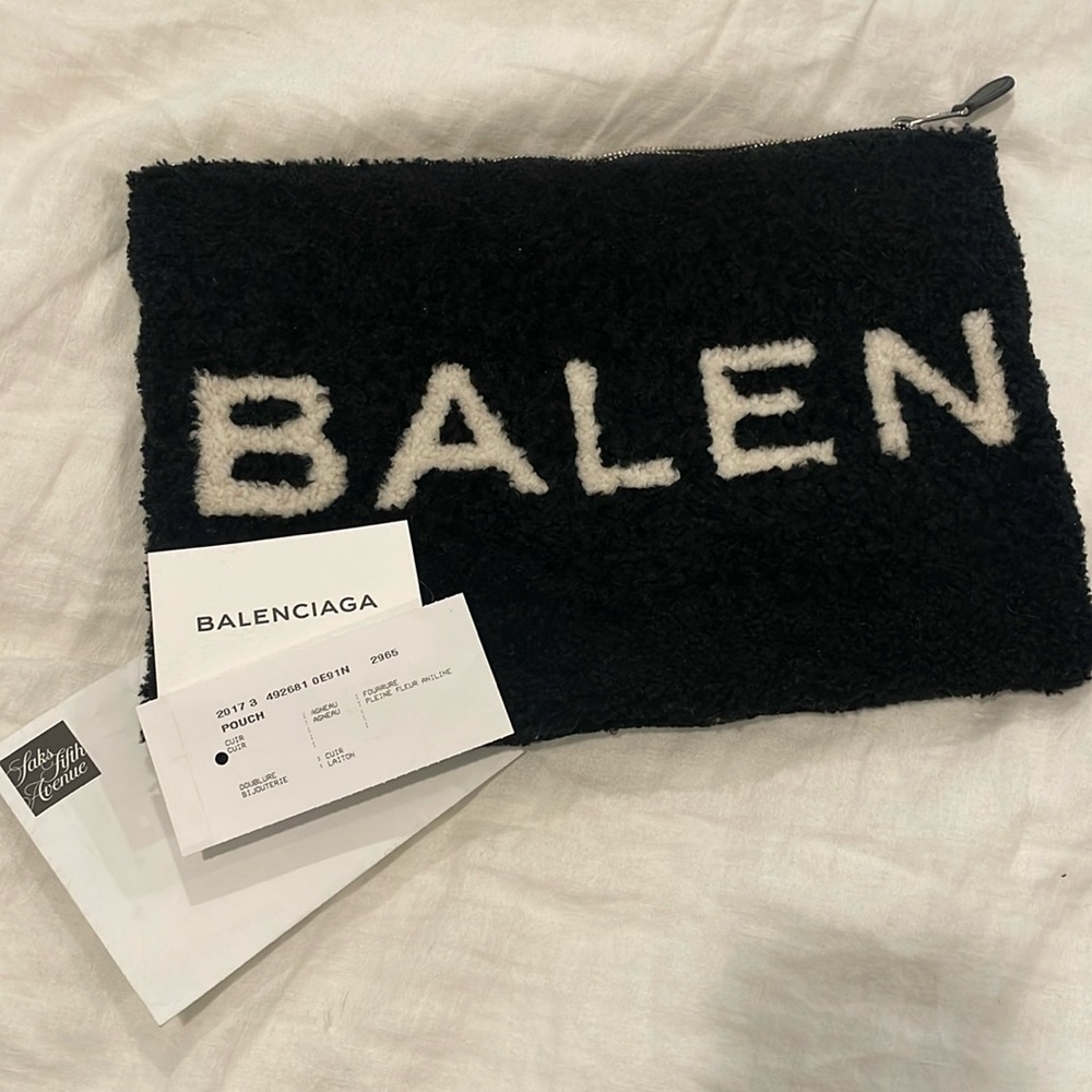 Balenciaga shearling pouch